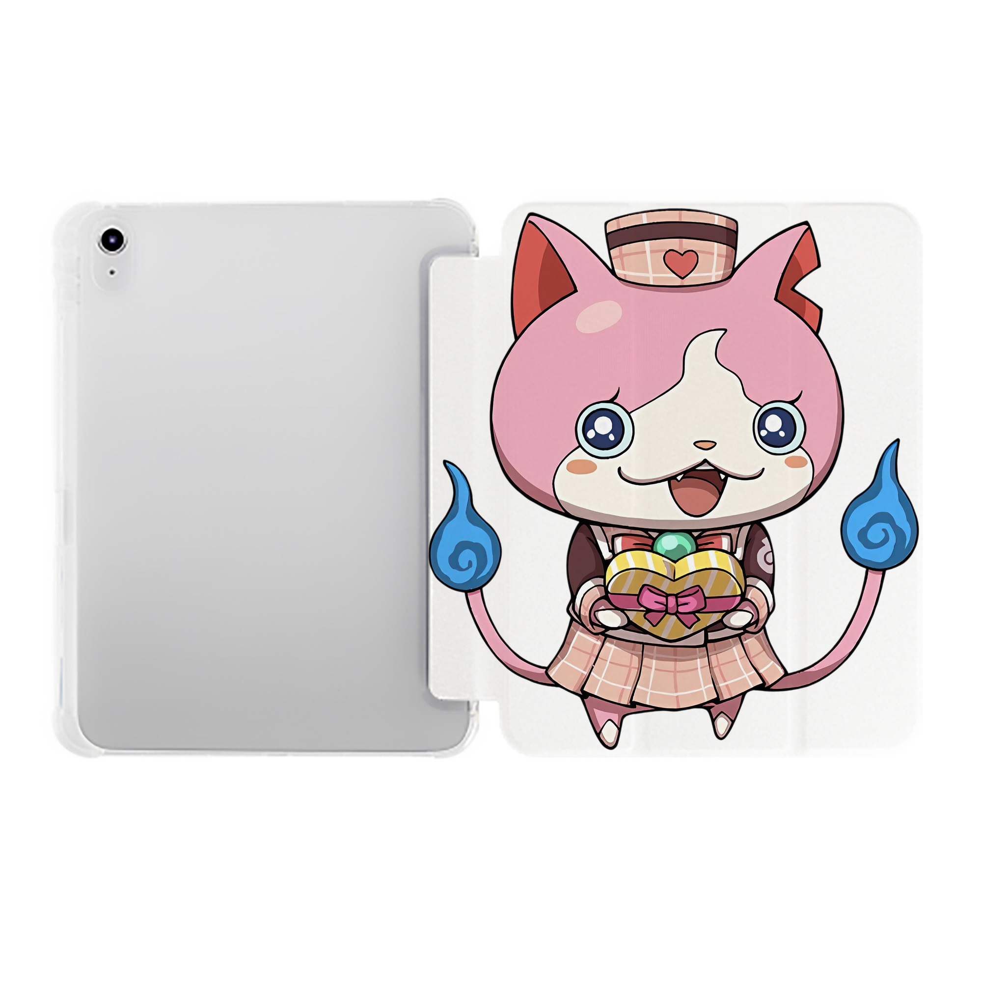 （画像用） 妖怪ウォッチ Yo-kai Watch IPad ケース ペン収納付き 三つ折りスタンド PUレザー×シリコン 対応機種9.5/10.5/10.9インチ